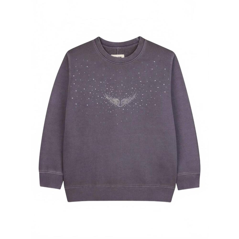 NEW ZADIG & VOLTAIRE girl's rhinestone embellished sweatshirt in purple